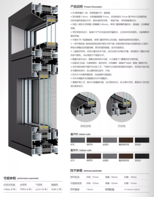 B款91系統雙內開斷橋窗紗一體平開窗1.8厚