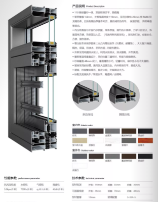 戰斧110斷橋窗紗一體平開窗（地漏排水）1.8厚